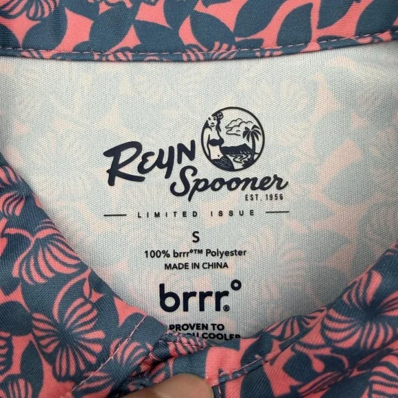 Reyn Spooner Polo Shirt Mens S Pink Floral Golf Performance Moisture Wicking - Picture 3 of 5